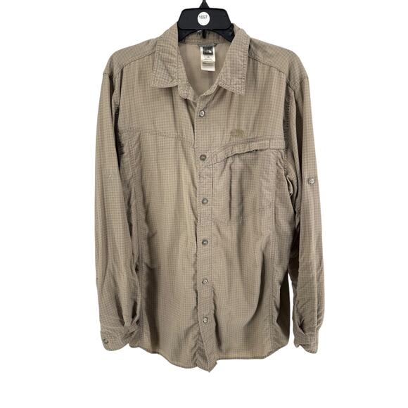 The North Face Women's Tan Plaid Long Sleeve Vented Button-Up Shirt Size Large - Picture 1 of 4